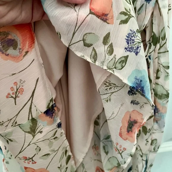 NWT Jessica Simpson Pink Floral Flutter-Sleeve Maternity Dress - Picture 8 of 12